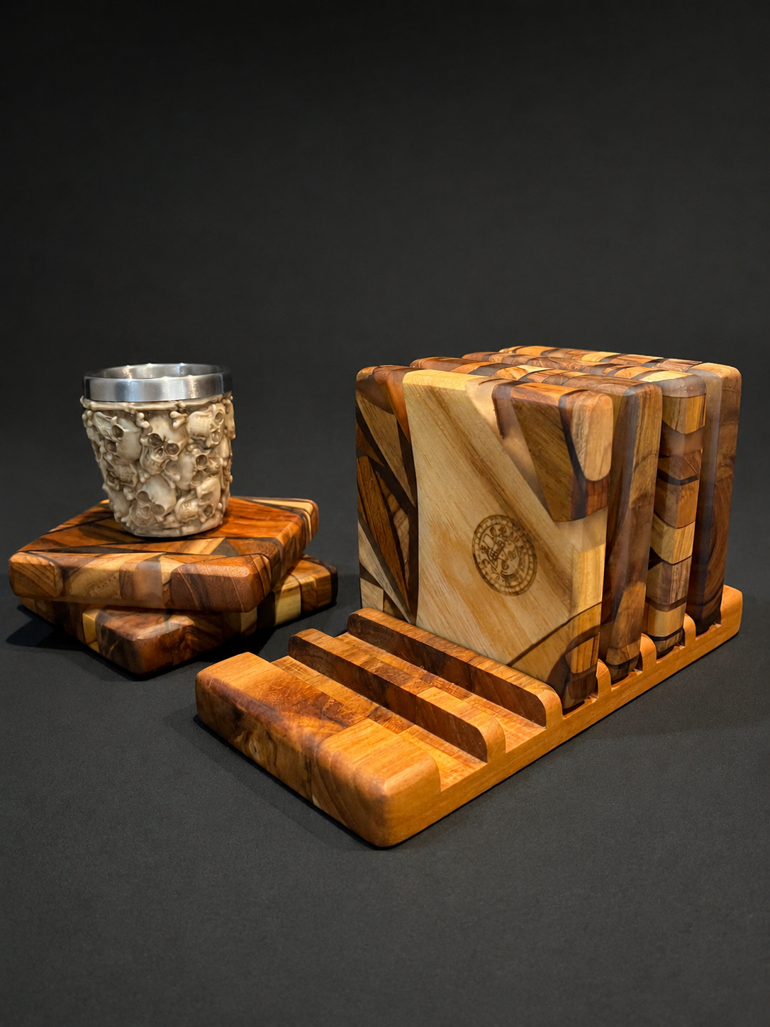 Posavasos MEMENTO II +  Base en Madera (6 PUESTOS)