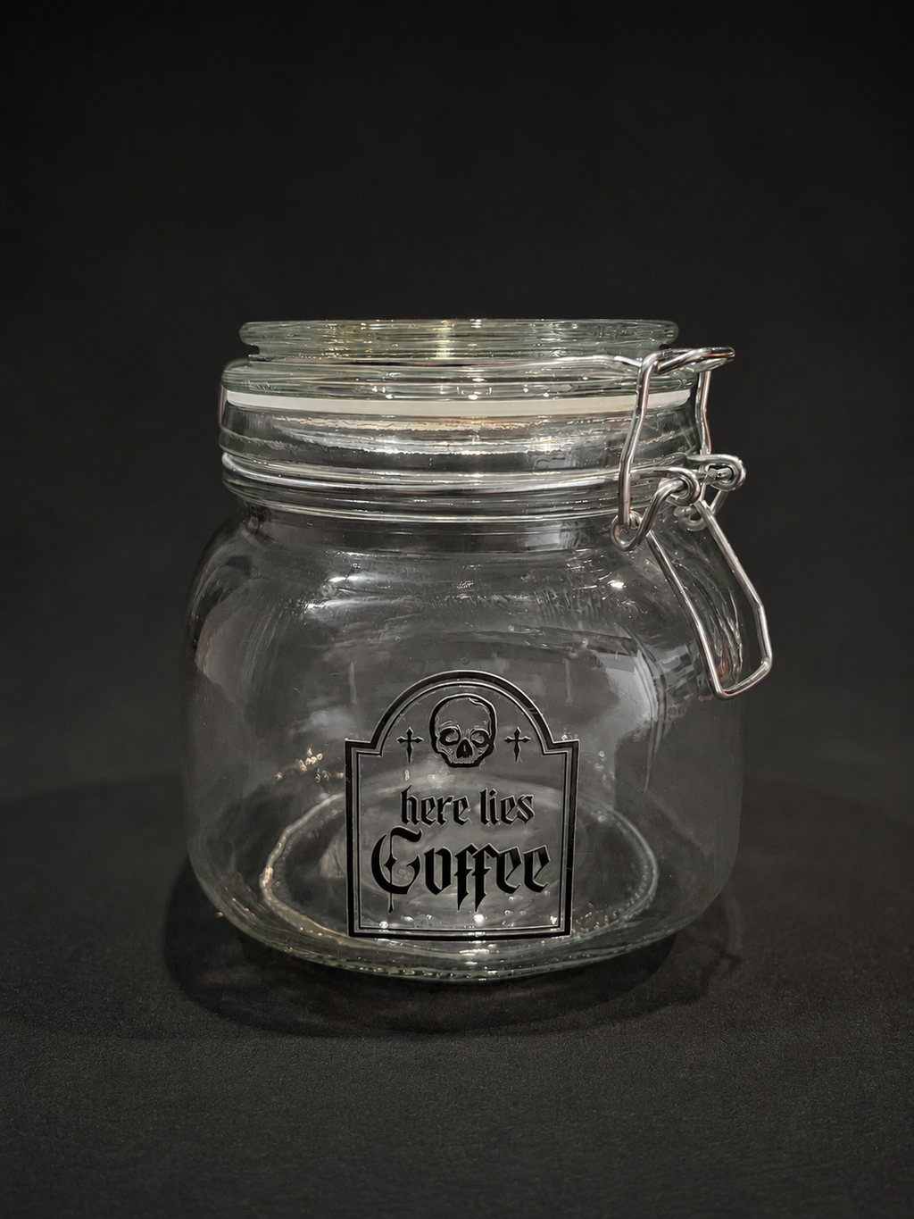 Contenedor con Tapa HERE LIES COFFEE
