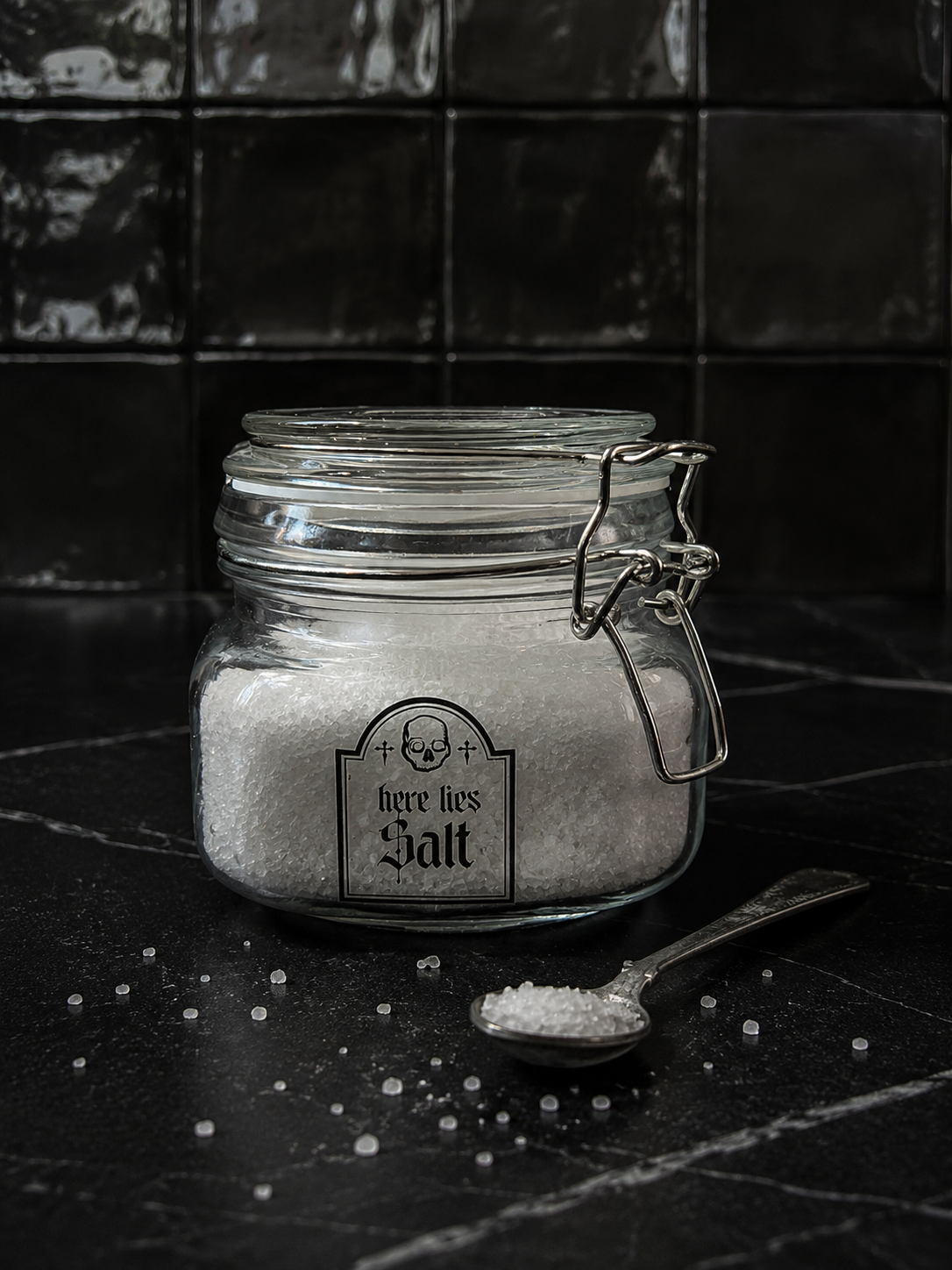Contenedor con tapa en vidrio para sal. Tiene cierre de ajuste hermético para preservar mejor su contenido.
Cuenta con una capacidad de 600ml. 